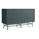 The Dang 6 Drawer Dresser from Blu Dot in marine blue from an angle.