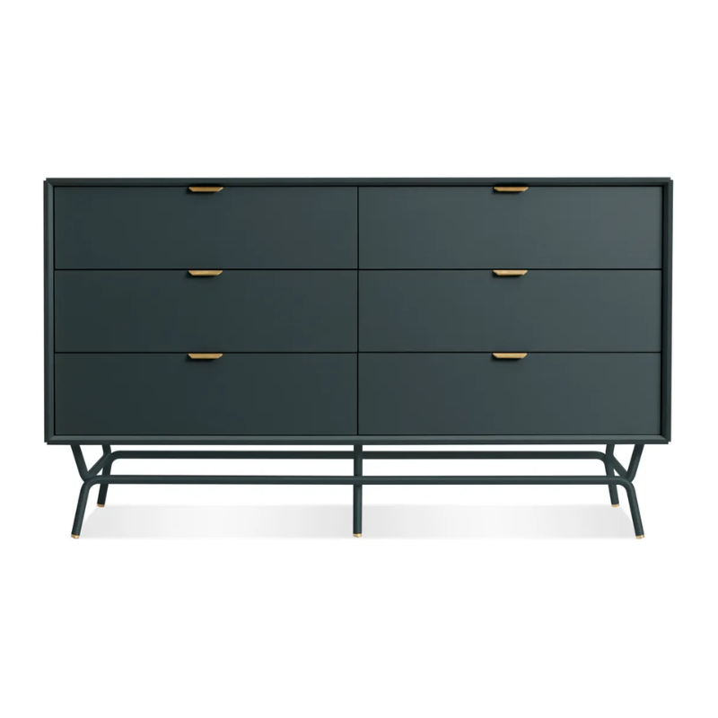 The Dang 6 Drawer Dresser from Blu Dot in navy green.