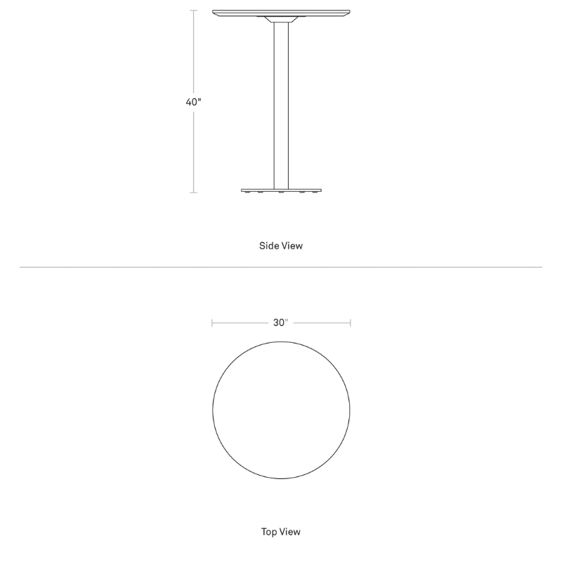 The Easy Dining Table from Blu Dot 30 inch round bar height dimensions.