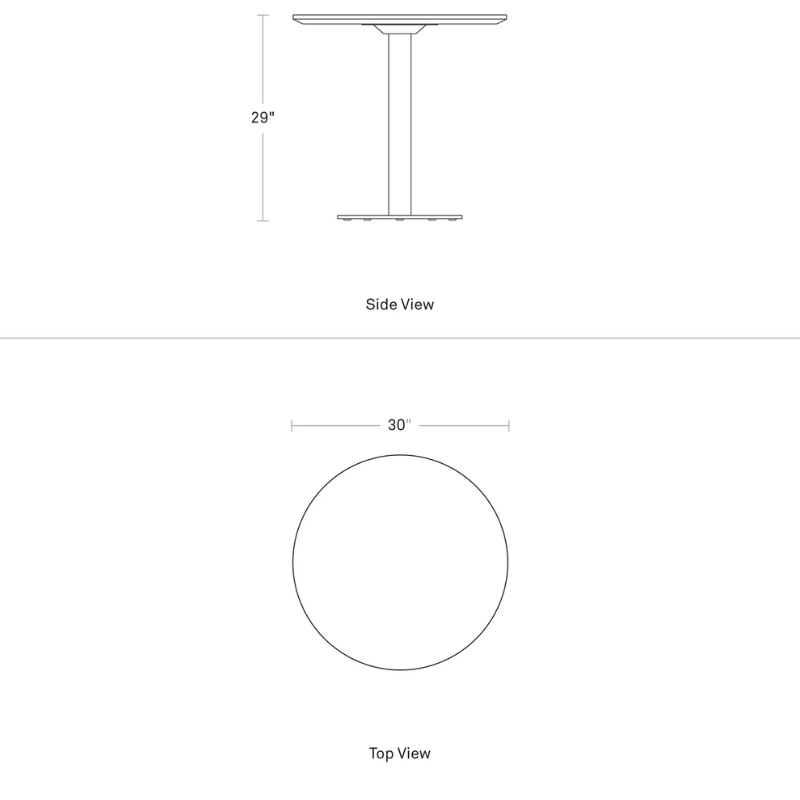 The Easy Dining Table from Blu Dot 30 inch round dimensions.