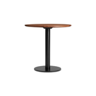 The 30 inch round Easy Dining Table from Blu Dot with a walnut top and black base.