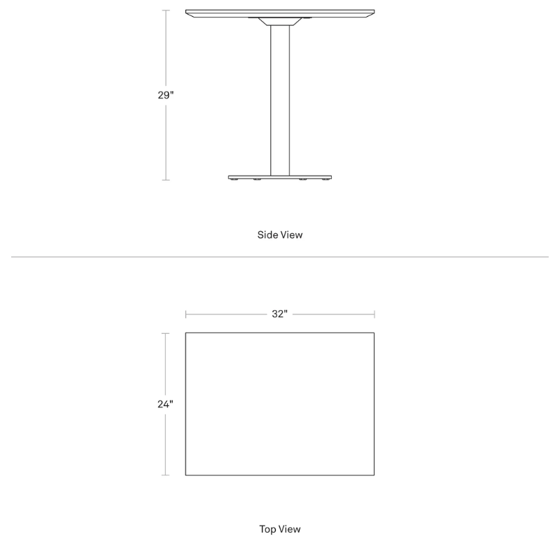 The Easy Dining Table from Blu Dot 32 inch rectangle dimensions.