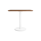 The 32 inch rectangular Easy Dining Table from Blu Dot with a walnut top and white base.