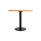 The 32 inch rectangular Easy Dining Table from Blu Dot with a white oak top and black base.