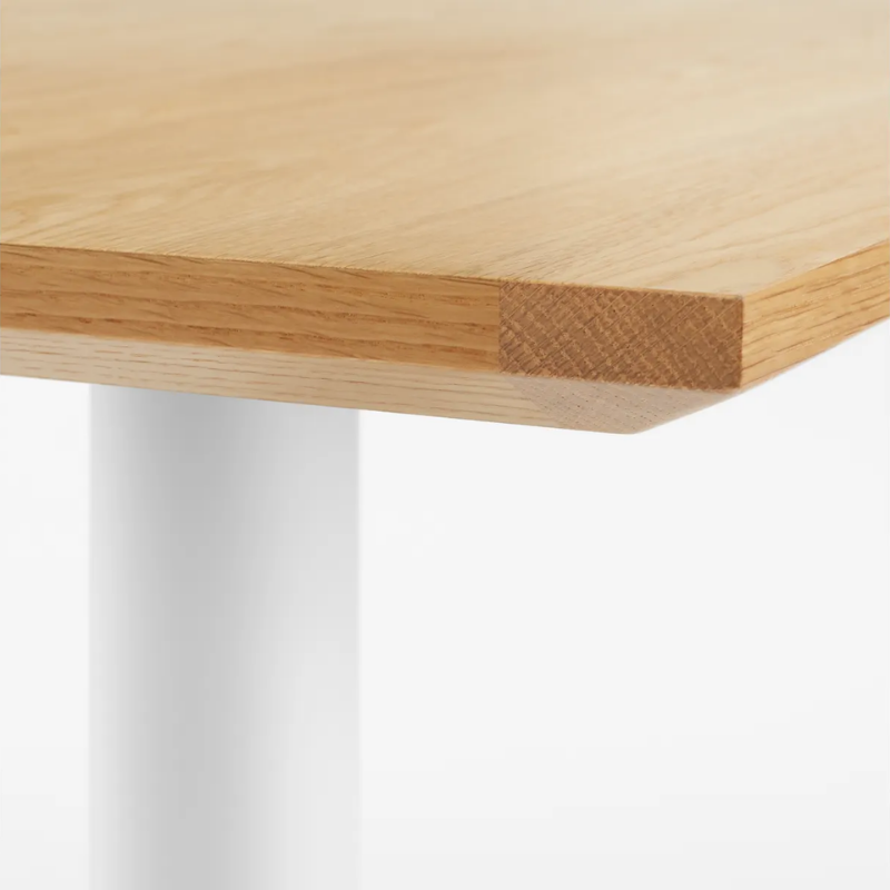 The 32 inch rectangular Easy Dining Table from Blu Dot with a white oak table top.