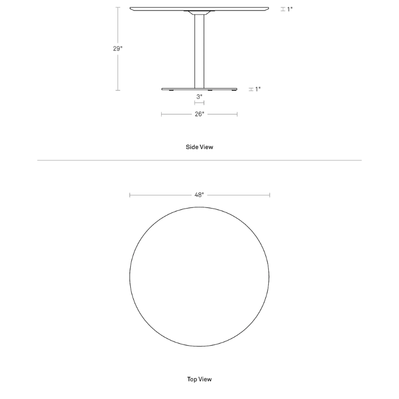 The Easy Dining Table from Blu Dot 48 inch round dimensions.