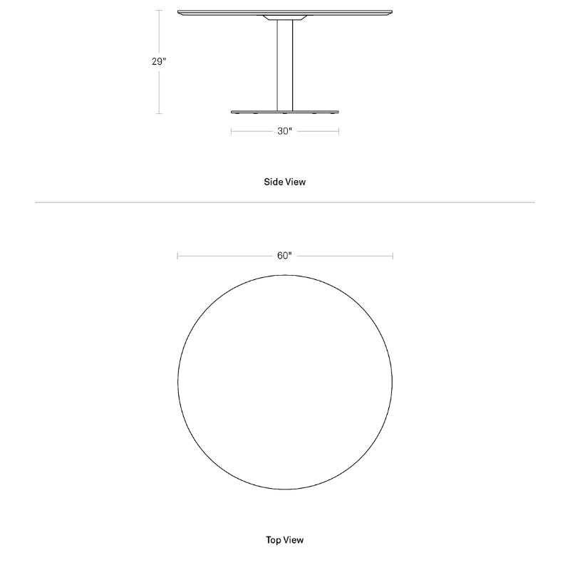 The Easy Dining Table from Blu Dot 60 inch round dimensions.