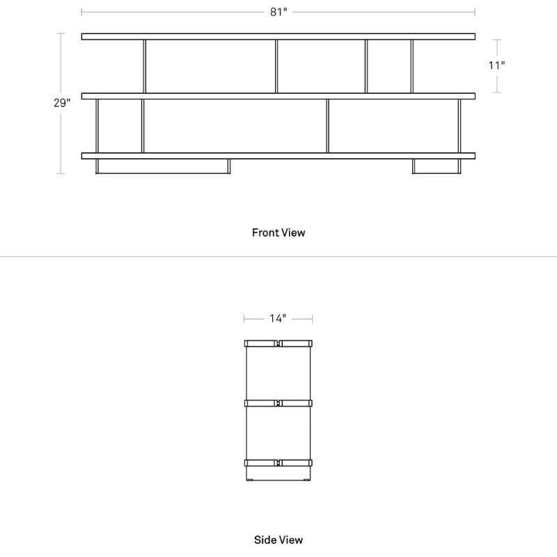 The Happy Day Shelving 3 Shelf from Blu Dot dimensions.