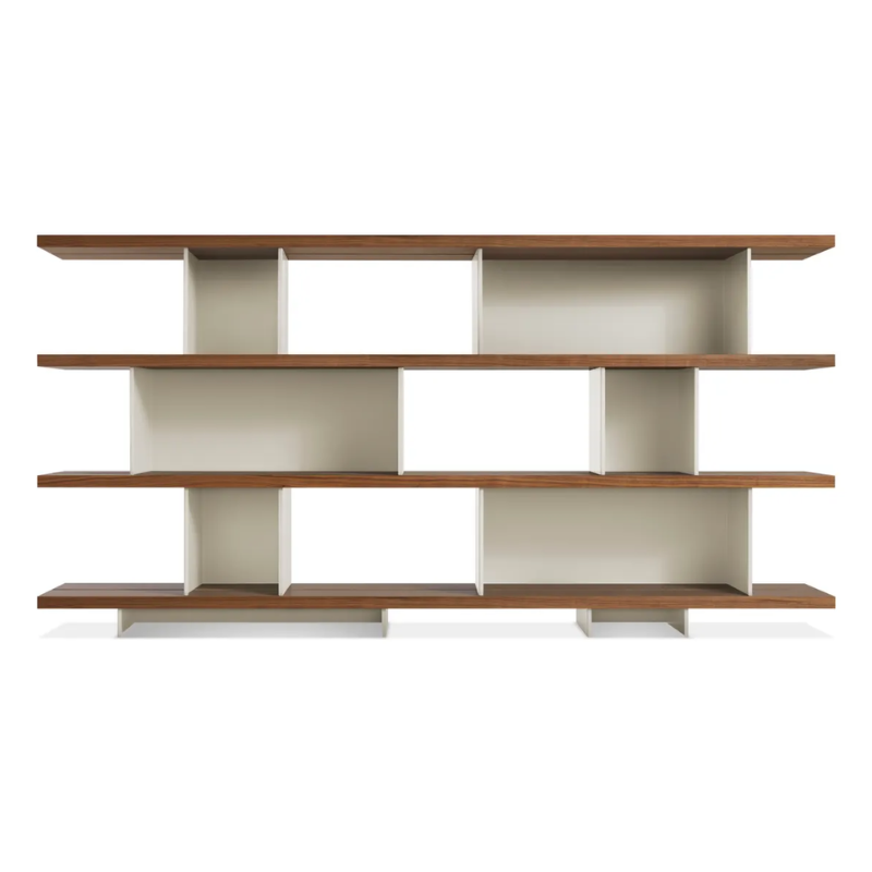 The Happy Day Shelving 4 Shelf from Blu Dot in walnut and putty.