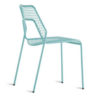 The Hot Mesh Chair from Blu Dot in aqua from an angle.