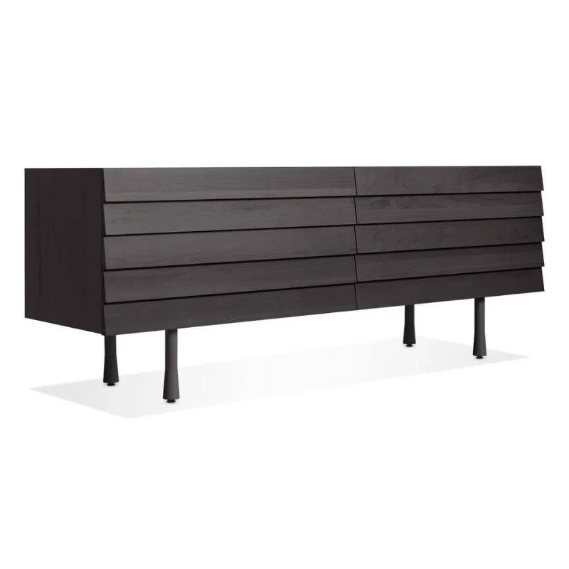 The Lap 4 Drawer Dresser from Blu Dot in black on ash and black from an angle.