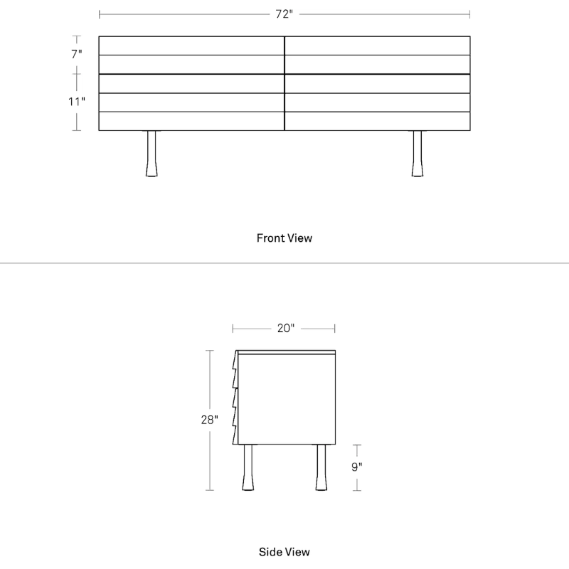 The Lap 4 Drawer Dresser from Blu Dot dimensions.