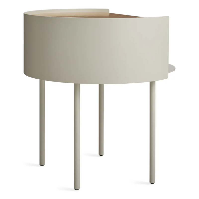 The Li'l Something Side Table from Blu Dot in putty from a back angle.