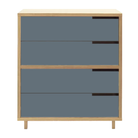 The Modu-licious #4 from Blu Dot in maple with grey blue drawer set 1 and grey blue drawer set 2.