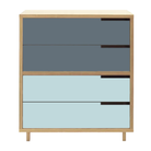 The Modu-licious #4 from Blu Dot in maple with grey blue drawer set 1 and robin's egg blue drawer set 2.