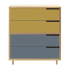 The Modu-licious #4 from Blu Dot in maple with mustard drawer set 1 and grey blue drawer set 2.