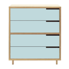 The Modu-licious #4 from Blu Dot in maple with robin's egg blue drawer set 1 and robin's egg blue drawer set 2.