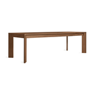 The 80 to 104 inch Moreover Extension Dining Table from Blu Dot in walnut extended from an angle.