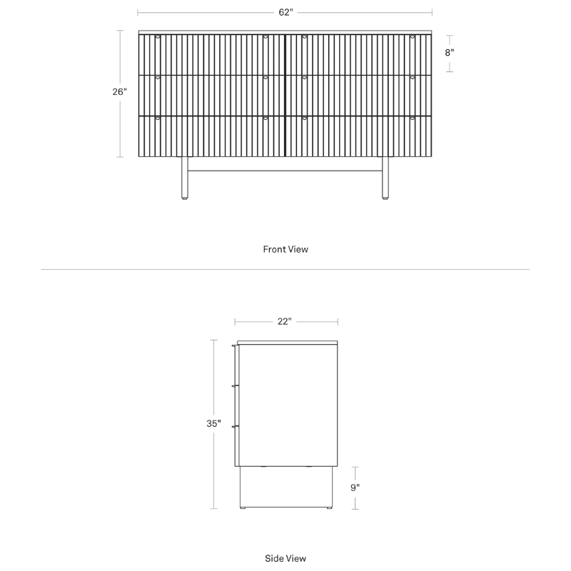 The Murmur 6 Drawer Dresser from Blu Dot dimensions.