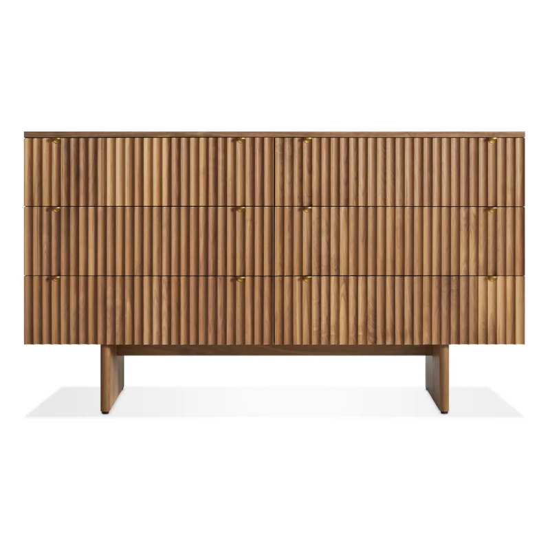 The Murmur 6 Drawer Dresser from Blu Dot in walnut.