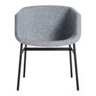 The Past Life Chair from Blu Dot with light grey seat and black base.