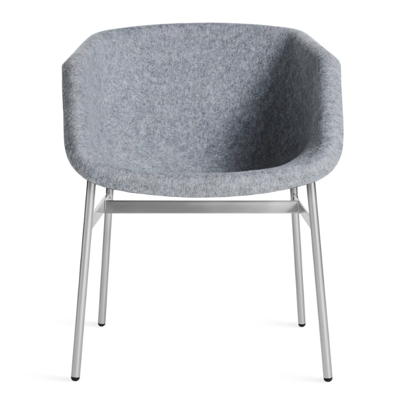 The Past Life Chair from Blu Dot with light grey seat and silver base.