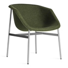 The Past Life Chair from Blu Dot with olive seat and silver base from an angle.