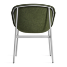 The Past Life Chair from Blu Dot with olive seat and silver base from the back.