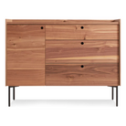 The Peek 1 Door / 3 Drawer Credenza from Blu Dot in rustic walnut.