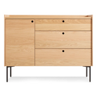 The Peek 1 Door / 3 Drawer Credenza from Blu Dot in white oak.