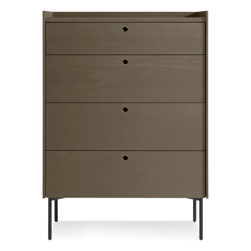 The Peek 4 Drawer Dresser from Blu Dot in dark olive.