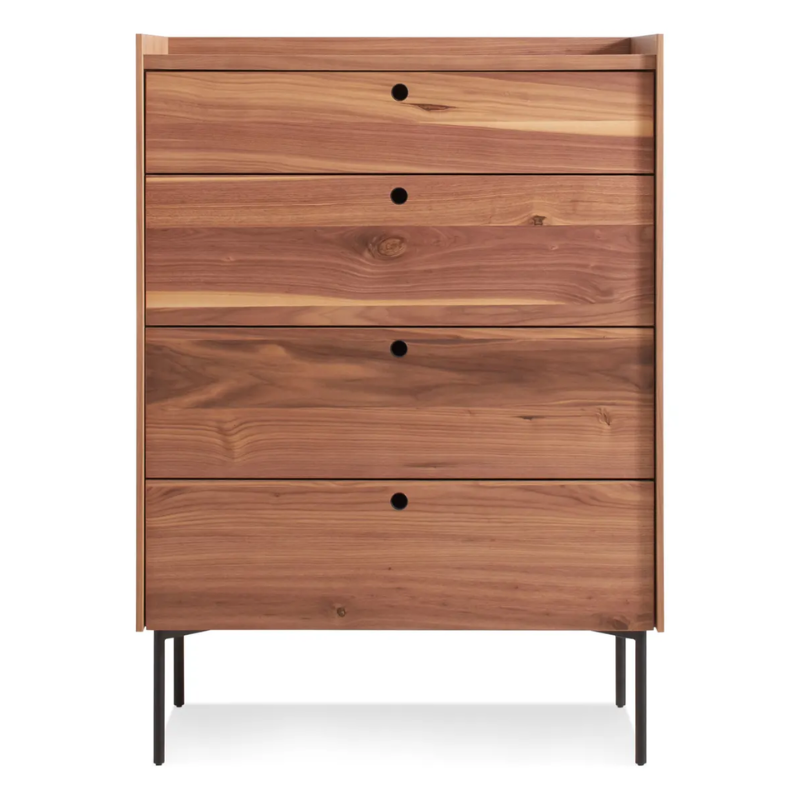 The Peek 4 Drawer Dresser from Blu Dot in rustic walnut.