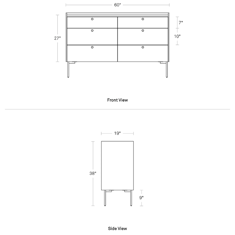 The Peek 6 Drawer Dresser from Blu Dot dimensions.