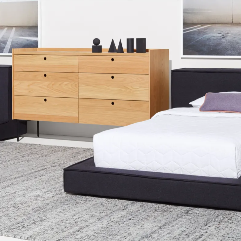 The Peek 6 Drawer Dresser from Blu Dot in a guest room.