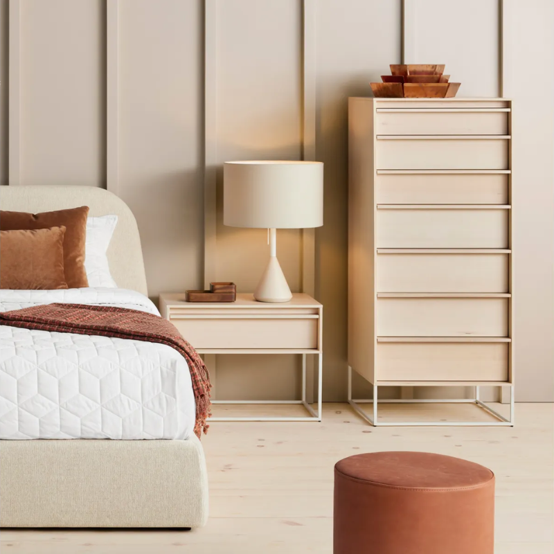 The Rule Chiffonier from Blu Dot in a bedroom.