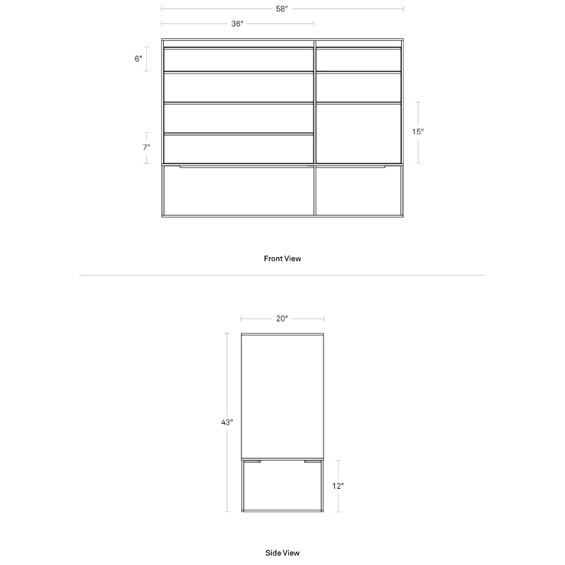 The Rule Large Dresser from Blu Dot in dimensions.