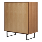 The Series 11 5 Drawer Dresser from Blu Dot in walnut with oblivion legs from the back at an angle.