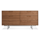 The Series 11 6 Drawer Dresser from Blu Dot in walnut with stainless steel legs.