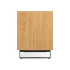 The Series 11 6 Drawer Dresser from Blu Dot in white oak with oblivion legs from the side.