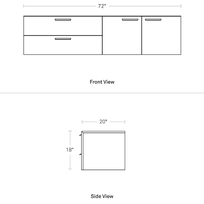 The Shale 2 Door / 2 Drawer Wall-Mounted Cabinet from Blu Dot dimensions.