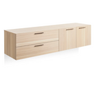 The Shale 2 Door / 2 Drawer Wall-Mounted Cabinet from Blu Dot in hickory from a high angle.