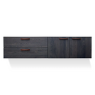 The Shale 2 Door / 2 Drawer Wall-Mounted Cabinet from Blu Dot in smoke on ash.