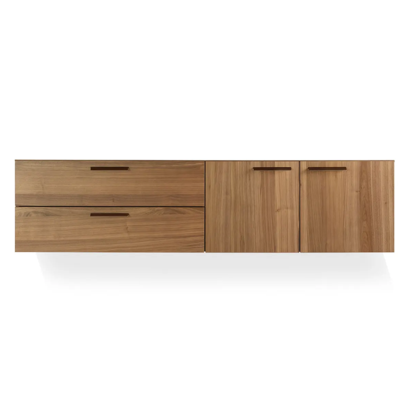 The Shale 2 Door / 2 Drawer Wall-Mounted Cabinet from Blu Dot in walnut.