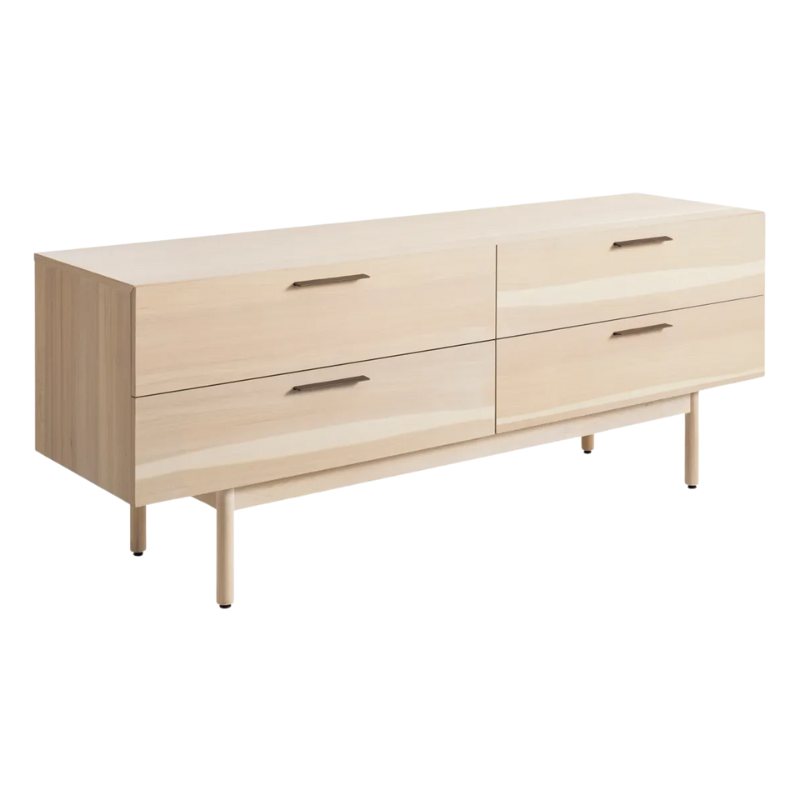 The Shale 4 Drawer Dresser from Blu Dot in hickory from a high angle.