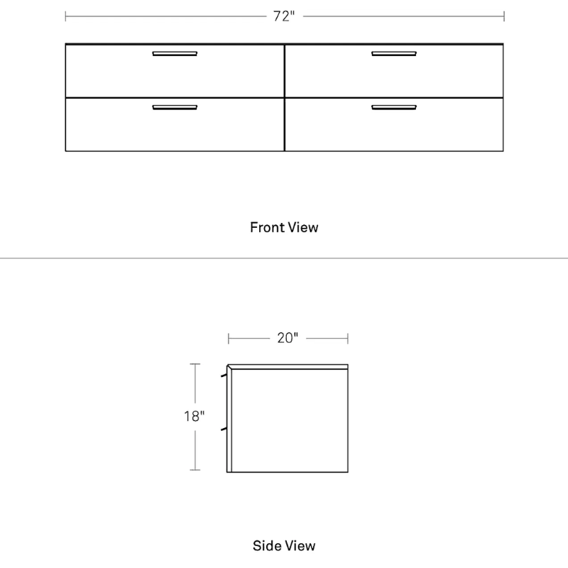 The Shale 4 Drawer Wall-Mounted Cabinet from Blu Dot dimensions.