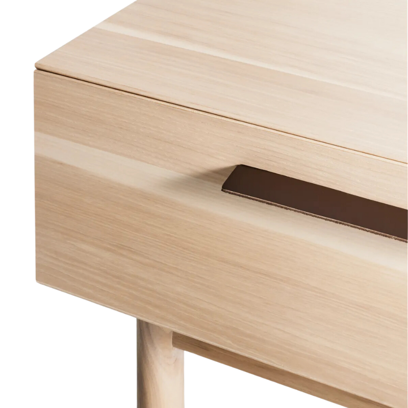 The Shale Nightstand from Blu Dot in hickory close up.