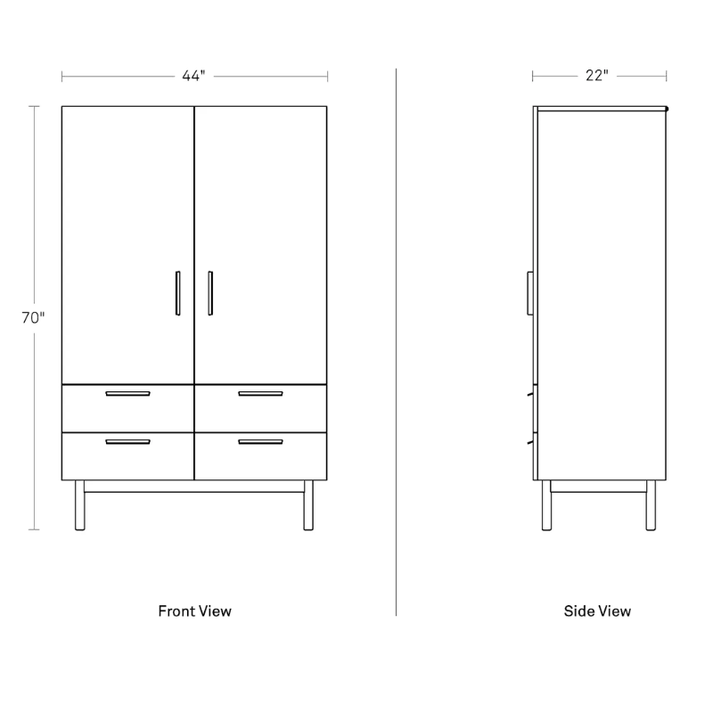 The Shale Wardrobe from Blu Dot dimensions.