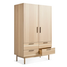 The Shale Wardrobe from Blu Dot in hickory with an open drawer.