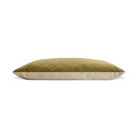 The small Signal Dog Bed from Blu Dot with loden green velvet upholstery from the side.