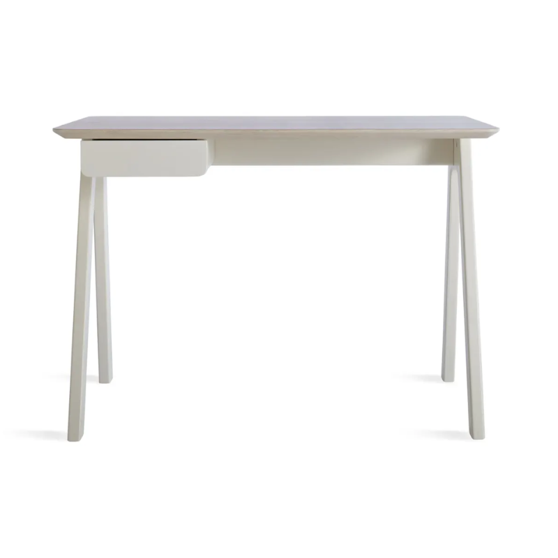 The Stash Desk from Blu Dot in whitewashed ash and white.